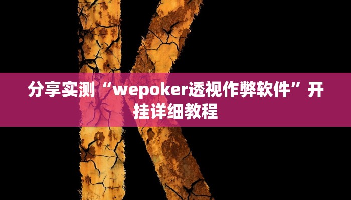 分享实测“wepoker透视作弊软件”开挂详细教程