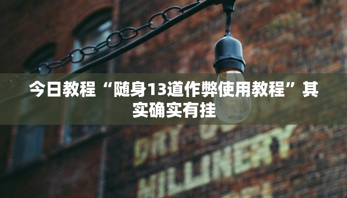 今日教程“随身13道作弊使用教程”其实确实有挂