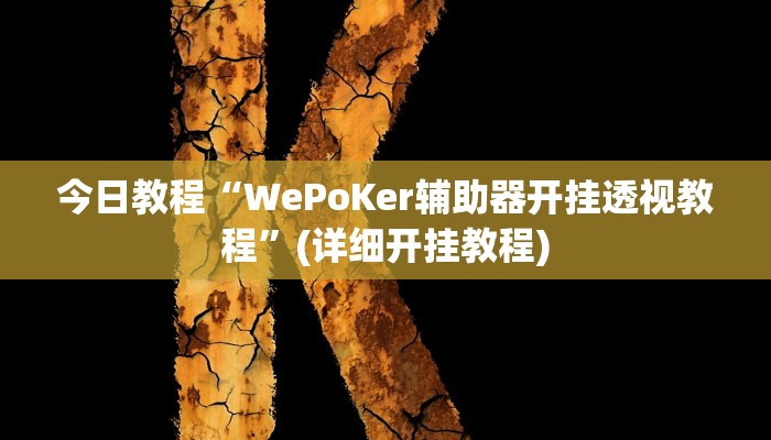 今日教程“WePoKer辅助器开挂透视教程”(详细开挂教程)