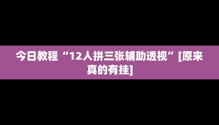 今日教程“12人拼三张辅助透视”[原来真的有挂]
