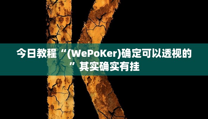 今日教程“(WePoKer)确定可以透视的”其实确实有挂