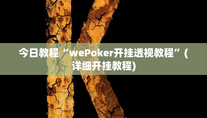今日教程“wePoker开挂透视教程”(详细开挂教程)