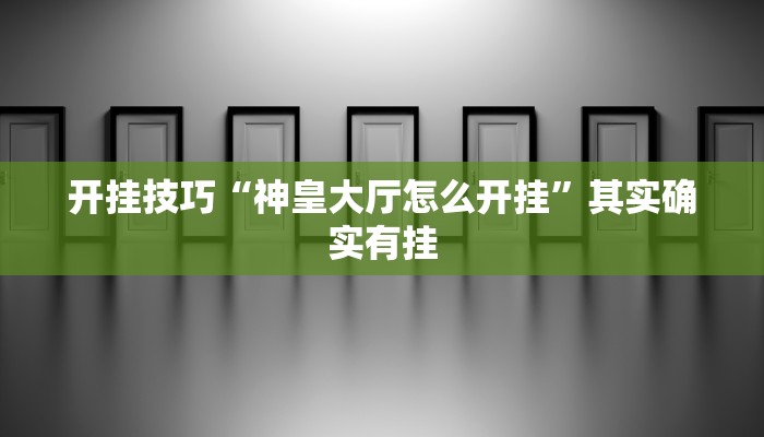 开挂技巧“神皇大厅怎么开挂”其实确实有挂