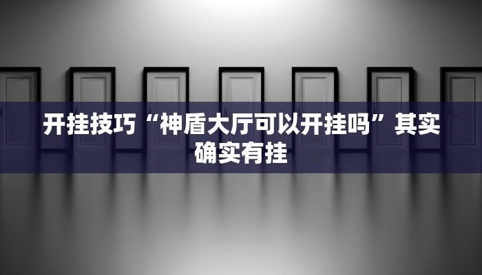 开挂技巧“神盾大厅可以开挂吗”其实确实有挂