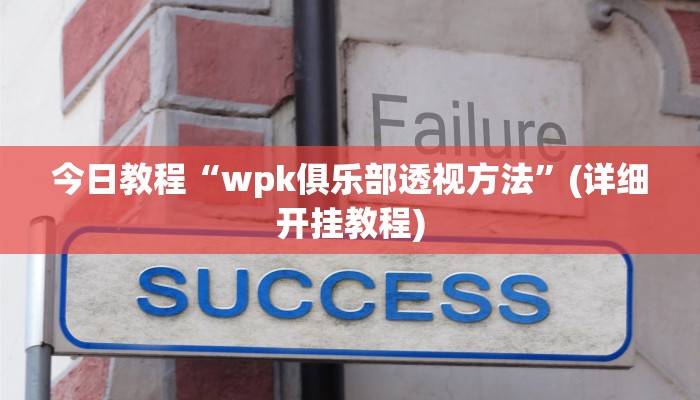 今日教程“wpk俱乐部透视方法”(详细开挂教程)