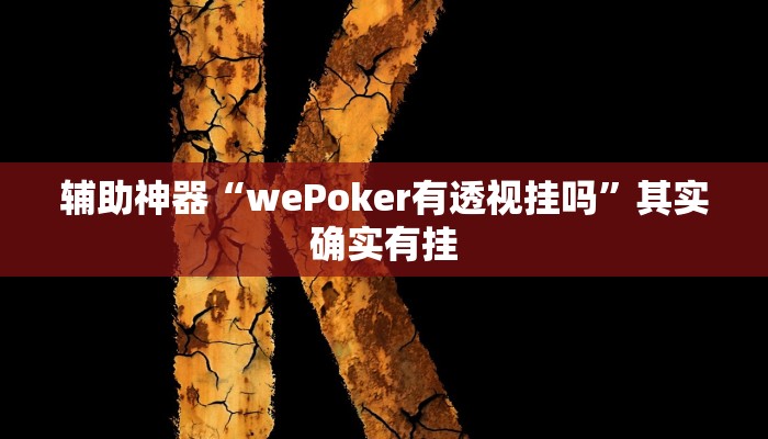 辅助神器“wePoker有透视挂吗”其实确实有挂
