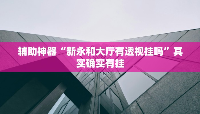 辅助神器“新永和大厅有透视挂吗”其实确实有挂