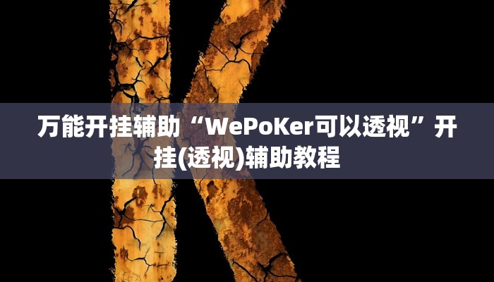 万能开挂辅助“WePoKer可以透视”开挂(透视)辅助教程