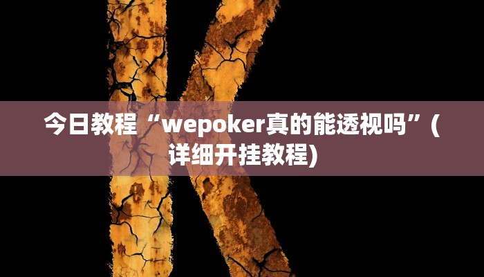 今日教程“wepoker真的能透视吗”(详细开挂教程)