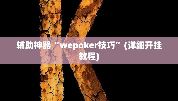 辅助神器“wepoker技巧”(详细开挂教程)