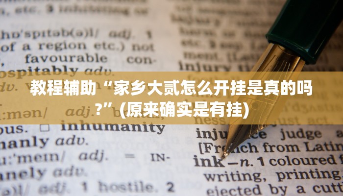 教程辅助“家乡大贰怎么开挂是真的吗?”(原来确实是有挂)