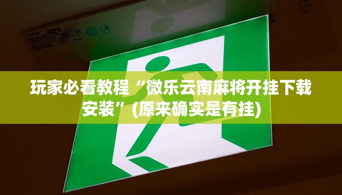 玩家必看教程“微乐云南麻将开挂下载安装”(原来确实是有挂)