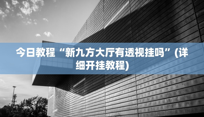 今日教程“新九方大厅有透视挂吗”(详细开挂教程)