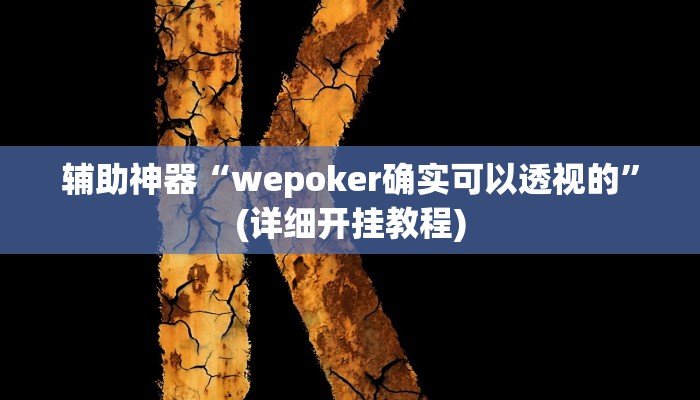 辅助神器“wepoker确实可以透视的”(详细开挂教程)