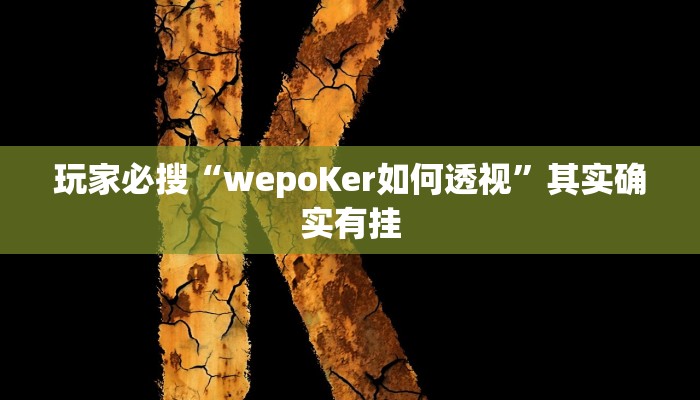 玩家必搜“wepoKer如何透视”其实确实有挂