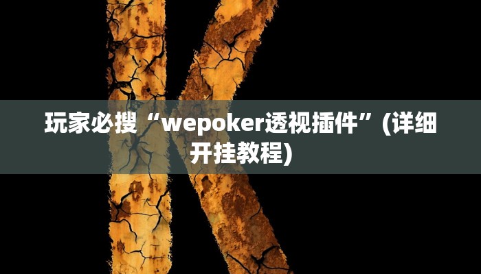 玩家必搜“wepoker透视插件”(详细开挂教程)