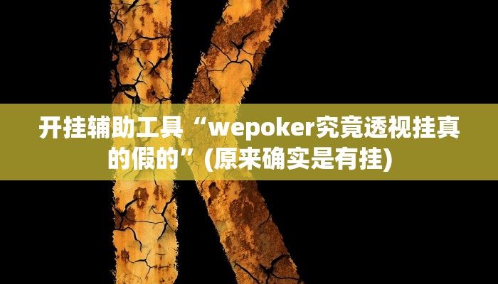 开挂辅助工具“wepoker究竟透视挂真的假的”(原来确实是有挂)