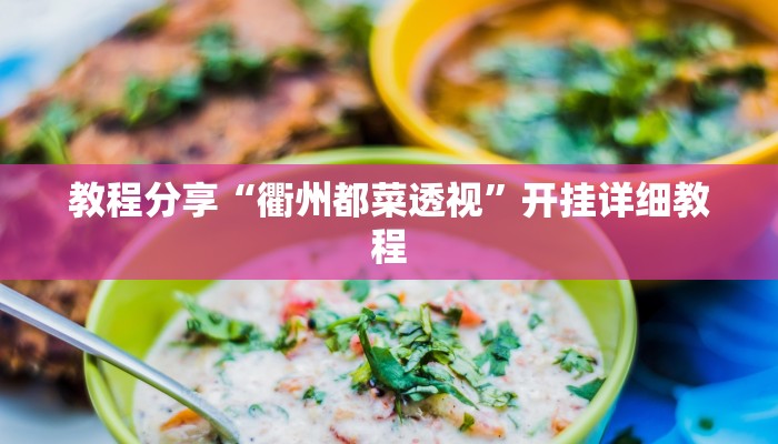 教程分享“衢州都菜透视”开挂详细教程