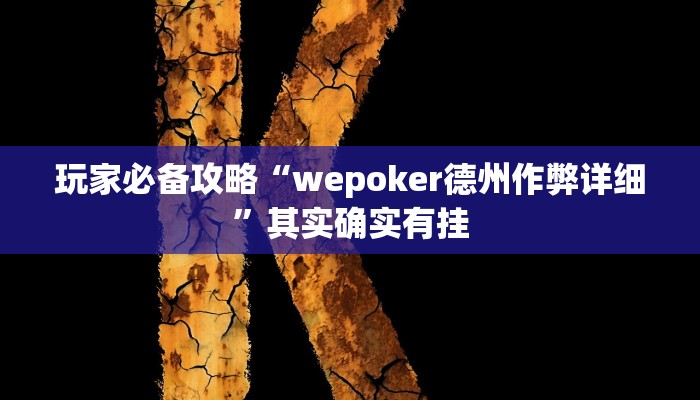 玩家必备攻略“wepoker德州作弊详细”其实确实有挂
