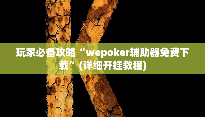 玩家必备攻略“wepoker辅助器免费下载”(详细开挂教程)