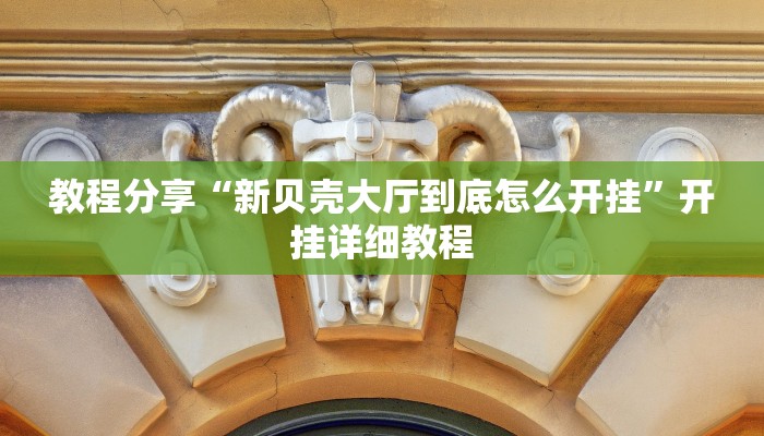 教程分享“新贝壳大厅到底怎么开挂”开挂详细教程