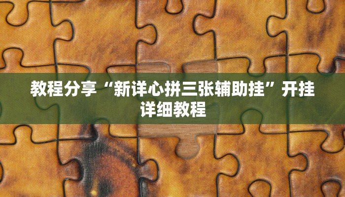 教程分享“新详心拼三张辅助挂”开挂详细教程