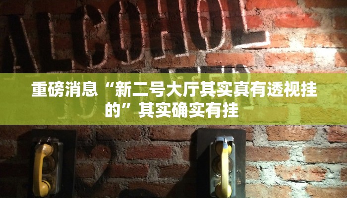 重磅消息“新二号大厅其实真有透视挂的”其实确实有挂 